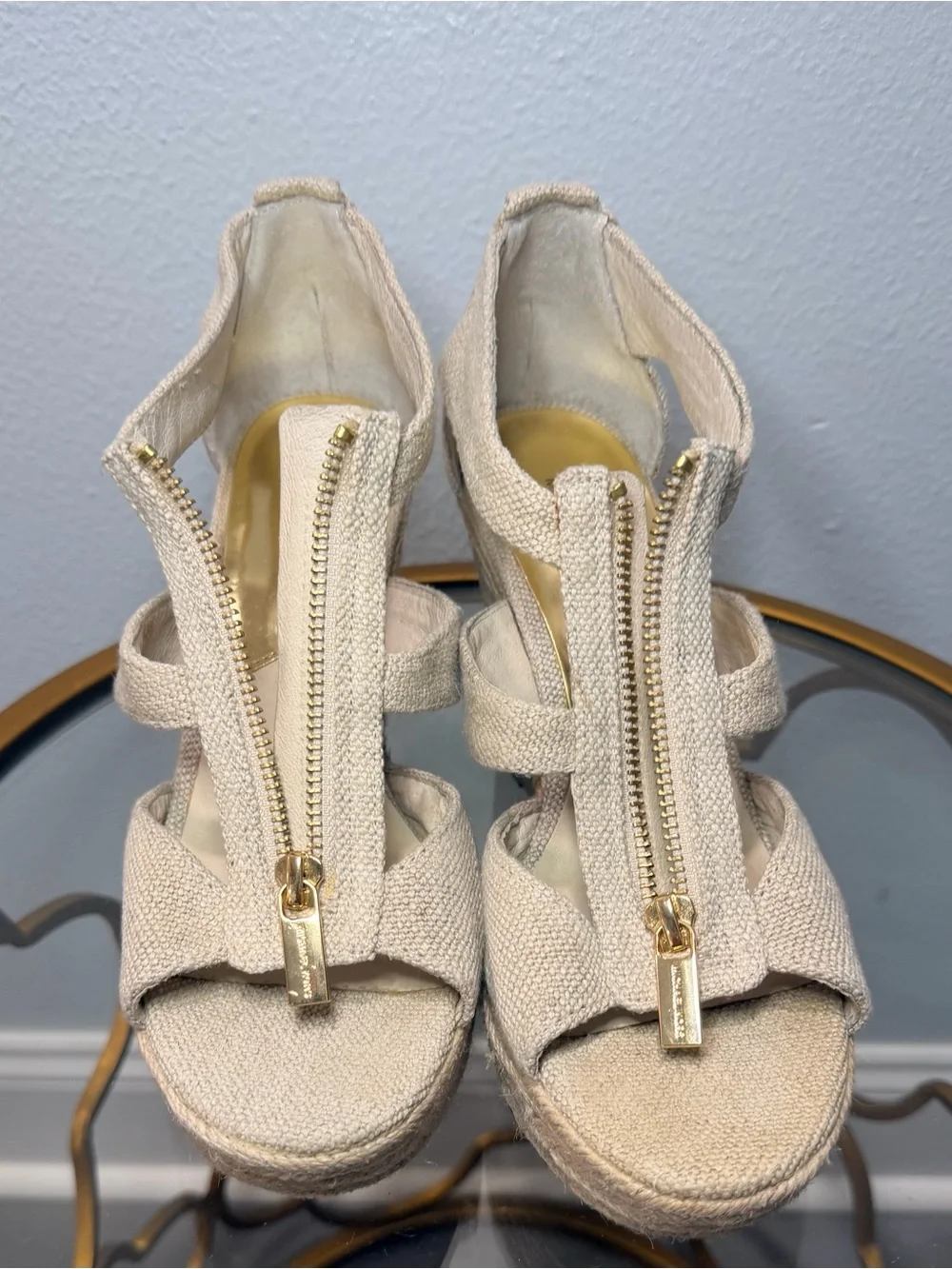 Michael Kors Damita Wedge Espadrilles in Natural Canvas Size 8